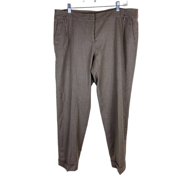 Max Mara Weekend Pleated Pants Sz L 46 Light Brown Stretch Wool Tapered Trousers - Picture 1 of 12
